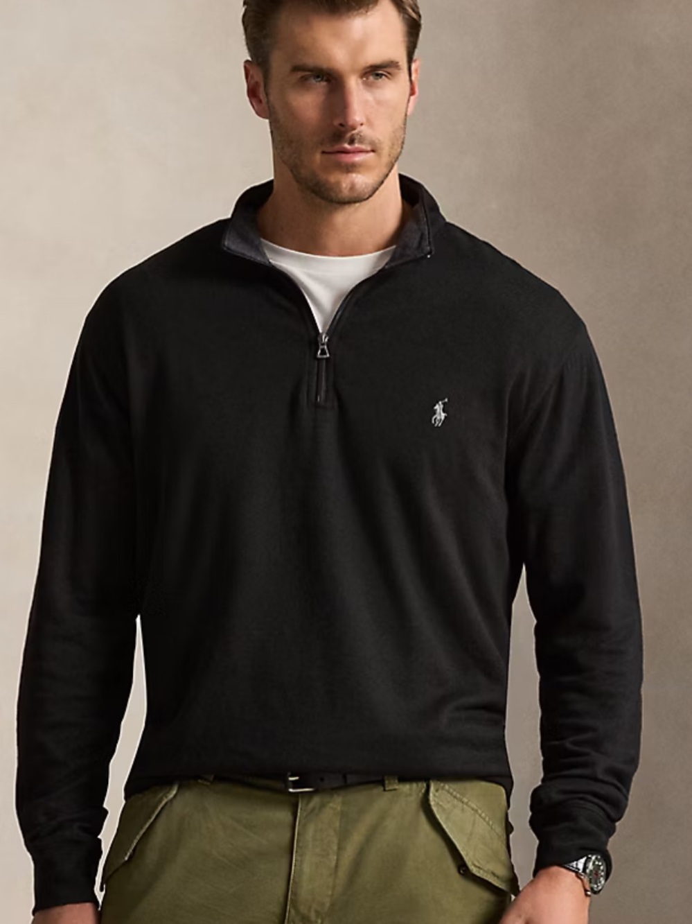 Polo by Ralph Lauren luxury Jersey quarter-Zip Pullover black
